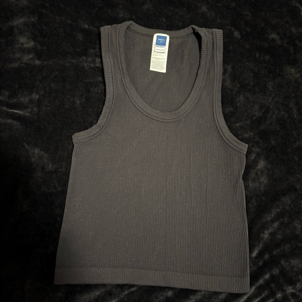 Old Navy Black Ribbed Compression Tank Top